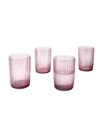 Wassergläser Kusintha mit Rillenrelief, 4 Stück, Glas, Rosa, Ø 7 x H 10 cm