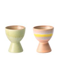 Handgemachte Eierbecher 70's, 4-Set, Steingut, Bunt, Ø 5 x H 6 cm