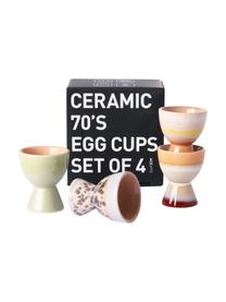 Handgemachte Eierbecher 70's, 4-Set, Steingut, Bunt, Ø 5 x H 6 cm