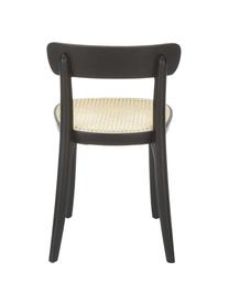 Chaise en bois cannage Richie, 2 pièces, Noir, larg. 45 x haut. 75 cm
