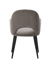 Krzesło z podłokietnikami z aksamitu Rachel, Tapicerka: aksamit (poliester) Dzięk, Nogi: metal malowany proszkowo, Taupe aksamit, S 55 x G 65 cm