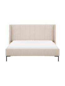 Polsterbett Dusk, Bezug: Fein strukturierter Webst, Korpus: Massives Kiefernholz, FSC, Füße: Metall, pulverbeschichtet, Webstoff Beige, B 180 x L 200 cm