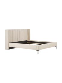 Polsterbett Dusk, Bezug: Fein strukturierter Webst, Korpus: Massives Kiefernholz, FSC, Füße: Metall, pulverbeschichtet, Webstoff Beige, B 180 x L 200 cm