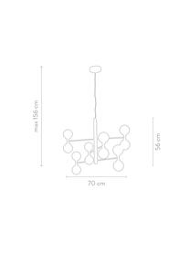 Lámpara de techo grande de cristal Grover, Anclaje: metal, Cable: plástico, Dorado, Ø 70 x Al 56 cm