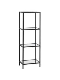 Badregal Sirk, Gestell: Metall, lackiert, Einlegeböden: Glas, Schwarz, B 36 x H 113 cm