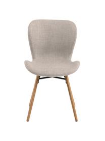 Gestoffeerde stoelen Batilda in zandkleur, 2 stuks, Bekleding: polyester, Poten: Eikenhout, massief, gelak, Geweven stof zandkleurig, eikenhout, B 47 x D 53 cm