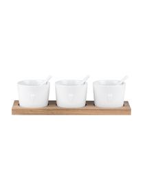 Set di ciotole fatte a mano in porcellana Heart 7 pz, Bianco, legno chiaro, Larg. 22 x Alt. 6 cm