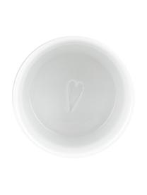 Set de cuencos artesanales de porcelan Heart, 7 pzas., Bandeja: madera, Blanco, madera clara, An 22 x Al 6 cm