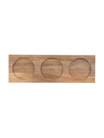 Set de cuencos artesanales de porcelan Heart, 7 pzas., Bandeja: madera, Blanco, madera clara, An 22 x Al 6 cm