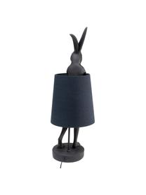Grote design tafellamp Rabbit, Lampenkap: linnen, Lampvoet: kunststof, Stang: gepoedercoat staal, Zwart, Ø 23 x H 68 cm