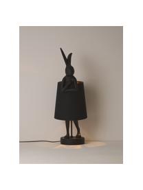 Grote design tafellamp Rabbit, Lampenkap: linnen, Lampvoet: kunststof, Stang: gepoedercoat staal, Zwart, Ø 23 x H 68 cm