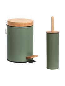 Toilettenbürste Tallin, Behälter: Metall, beschichtet, Deckel: Bambus, Grün, Ø 10 x H 38 cm