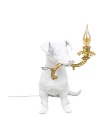 Kleine Design Tischlampe Rio, Dekor: Textilummantelt, Weiß, Goldfarben, B 25 x H 34 cm