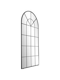 Leunende spiegel Clarita in vensterlook met zwarte metalen lijst, Lijst: gepoedercoat metaal, Zwart, B 90 cm, H 180 cm