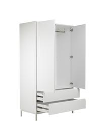 Kledingkast Ikaro in wit, 2 deuren, Frame: gelakt MDF, Poten: gepoedercoat metaal, Wit, B 110 x H 200 cm