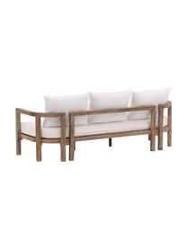 Divanetto da giardino 3 posti in legno di acacia Erica, Struttura: legno di acacia oliato, Superficie: tessuto (100% poliestere), Bianco crema, legno di acacia, Larg. 180 x Alt. 60 cm