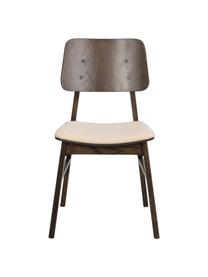 Houten stoelen Nagano met gestoffeerde zitting, 2 stuks, Bekleding: 100 % polypropyleen, Eikenhout, bruin gelakt, geweven stof beige, B 50 x D 51 cm