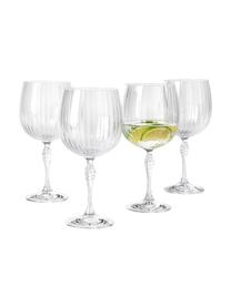 Verres à gin à texture rainurée America's Cocktail, 4 pièces, Verre, Transparent, Ø 10 x haut. 23 cm, 700 ml