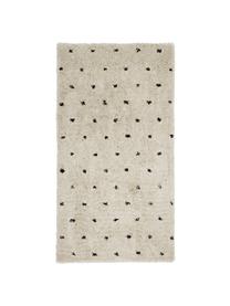 Načechraný koberec s vysokým vlasem Ayana, tečkovaný, Béžová a černá, puntíkovaná, Š 80 cm, D 150 cm (velikost XS)