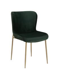 Fluwelen stoel Tess in groen, Bekleding: fluweel (polyester) Met 3, Poten: metaal, gepoedercoat, Fluweel groen, goudkleurig, B 49 x H 84 cm
