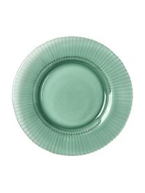 Piatto da colazione con rilievo scanalato Effie 4 pz, Vetro, Verde menta, Ø 21 cm
