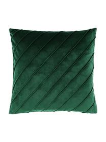 Federa arredo in velluto verde scuro con motivo strutturato Leyla, Velluto (100% poliestere), Verde, Larg. 40 x Lung. 40 cm