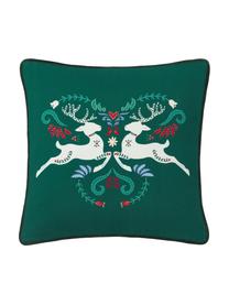 Povlak na polštář se zimním motivem Deers, Zelená, Š 45 cm, D 45 cm