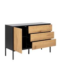 Sideboard Seaford aus Holz und Metall, Korpus: Mitteldichte Holzfaserpla, Füße: Metall, pulverbeschichtet, Holz, Schwarz, B 120 x H 82 cm