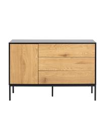 Sideboard Seaford aus Holz und Metall, Korpus: Mitteldichte Holzfaserpla, Füße: Metall, pulverbeschichtet, Holz, Schwarz, B 120 x H 82 cm