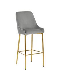 Fluwelen barstoel Ava in grijs, Bekleding: fluweel (100% polyester), Fluweel grijs, B 48 cm x H 107 cm