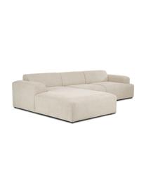 Cord-Ecksofa Melva (4-Sitzer), Bezug: Cord (92% Polyester, 8% P, Gestell: Massives Kiefernholz, FSC, Füße: Kunststoff, Cord Beige, B 319 x T 196 cm, Eckteil links