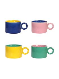 Tazas de café de Chiquito aus gres, 4 uds., Gres, Azul, amarillo, rosa, verde, Ø 8 x Al 6 cm, 200 ml