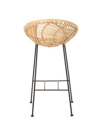 Sedia da bar in rattan con gambe in metallo Yonne, Seduta: rattan, Struttura: metallo rivestito, Marrone, nero, Larg. 52 x Alt. 94 cm