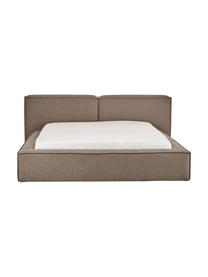 Cama tapizada Lennon, con espacio de almacenamiento, Tapizado: 100% poliéster Alta resis, Estructura: madera de pino maciza con, Patas: madera con certificado FS, Tejido marrón, An 160 x L 200 cm