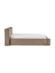 Cama tapizada Lennon, con espacio de almacenamiento, Tapizado: 100% poliéster Alta resis, Estructura: madera de pino maciza con, Patas: madera con certificado FS, Tejido marrón, An 160 x L 200 cm