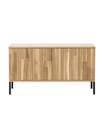 Tv-meubel Avourio met geribde voorzijde van eikenhout, 2 deuren, Frame: eikenhout, FSC-gecertific, Poten: gecoat metaal, Eikenhout, B 100 cm x H 56 cm