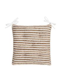 Jute-Sitzkissen Faeka, Vorderseite: Jute, Baumwolle, Rückseite: 100% Baumwolle, Beige, Weiß, B 40 x L 40 cm