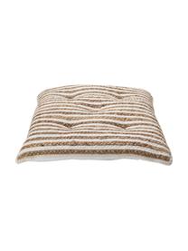 Jute-Sitzkissen Faeka, Vorderseite: Jute, Baumwolle, Rückseite: 100% Baumwolle, Beige, Weiß, B 40 x L 40 cm