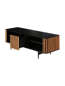 Designový TV stolek s dubovou dýhou Linea, Černá, dub, Š 130 cm, V 43 cm