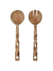 Mangoholz-Salatbesteck Twisted mit verspieltem Griff, 2-er Set, Mangoholz, Mangoholz, L 28 cm
