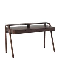 Escritorio de fresno Evrak, Estructura: chapa de fresno, Patas: madera de fresno maciza, Madera oscura, An 139 x Al 87 cm