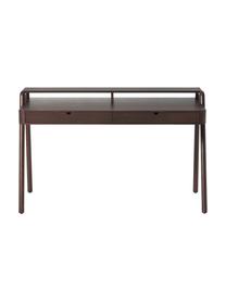 Escritorio de fresno Evrak, Estructura: chapa de fresno, Patas: madera de fresno maciza, Madera oscura, An 139 x Al 87 cm
