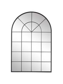 Wandspiegel Clarita in Fensteroptik mit schwarzem Metallrahmen, Rahmen: Metall, pulverbeschichtet, Rückseite: Mitteldichte Holzfaserpla, Spiegelfläche: Spiegelglas, Schwarz, B 60 x H 90 cm