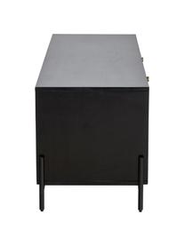 TV-Lowboard Vienna mit Wiener Geflecht, Korpus: Massives Mangoholz, lacki, Füße: Metall, pulverbeschichtet, Mangoholz, Schwarz, B 160 x H 50 cm