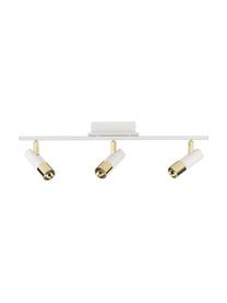 Plafonnier spot LED Bobby, Blanc, couleur dorée, larg. 66 x haut. 13 cm