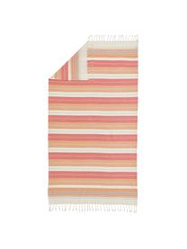 Ręcznik plażowy z frędzlami Belize, 100% bawełna, Różowy, pomarańczowy, biały, S 100 x D 190 cm