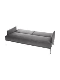 Samt-Schlafsofa Fluente (3-Sitzer), Bezug: Samt (Hochwertiger Polyes, Gestell: Massives Kiefernholz, FSC, Füße: Metall, pulverbeschichtet, Samt Hellgrau, B 220 x H 86 cm