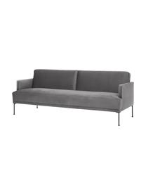 Samt-Schlafsofa Fluente (3-Sitzer), Bezug: Samt (Hochwertiger Polyes, Gestell: Massives Kiefernholz, FSC, Füße: Metall, pulverbeschichtet, Samt Hellgrau, B 220 x H 86 cm