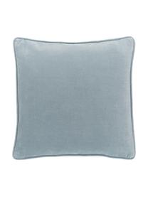 Einfarbige Samt-Kissenhülle Dana in Hellblau, 100% Baumwollsamt, Hellblau, B 40 x L 40 cm