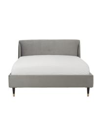 Gestoffeerd fluwelen bed Nova in grijs, Frame: massief grenenhout, multi, Bekleding: 370 g/m² polyester fluwee, Poten: massief gelakt rubberhout, Fluweel grijs, 160 x 200 cm